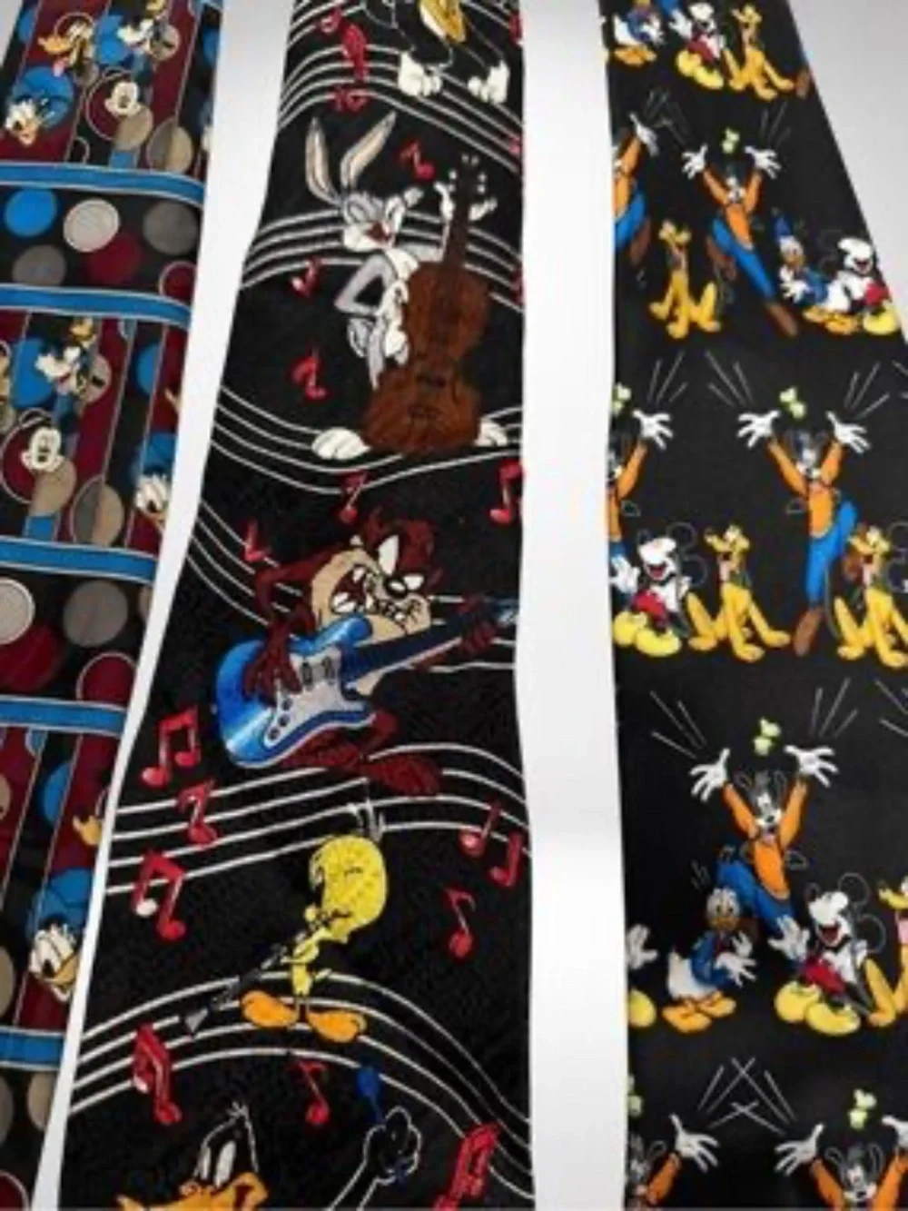 Disney Looney Tunes Vintage 90s Necktie Ties Lot Bundle Mickey Taz Bugs Goofy